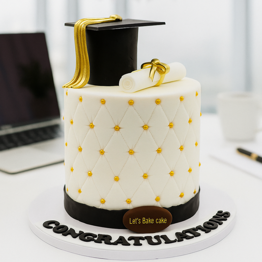 Golden Graduation Elegance Cake
