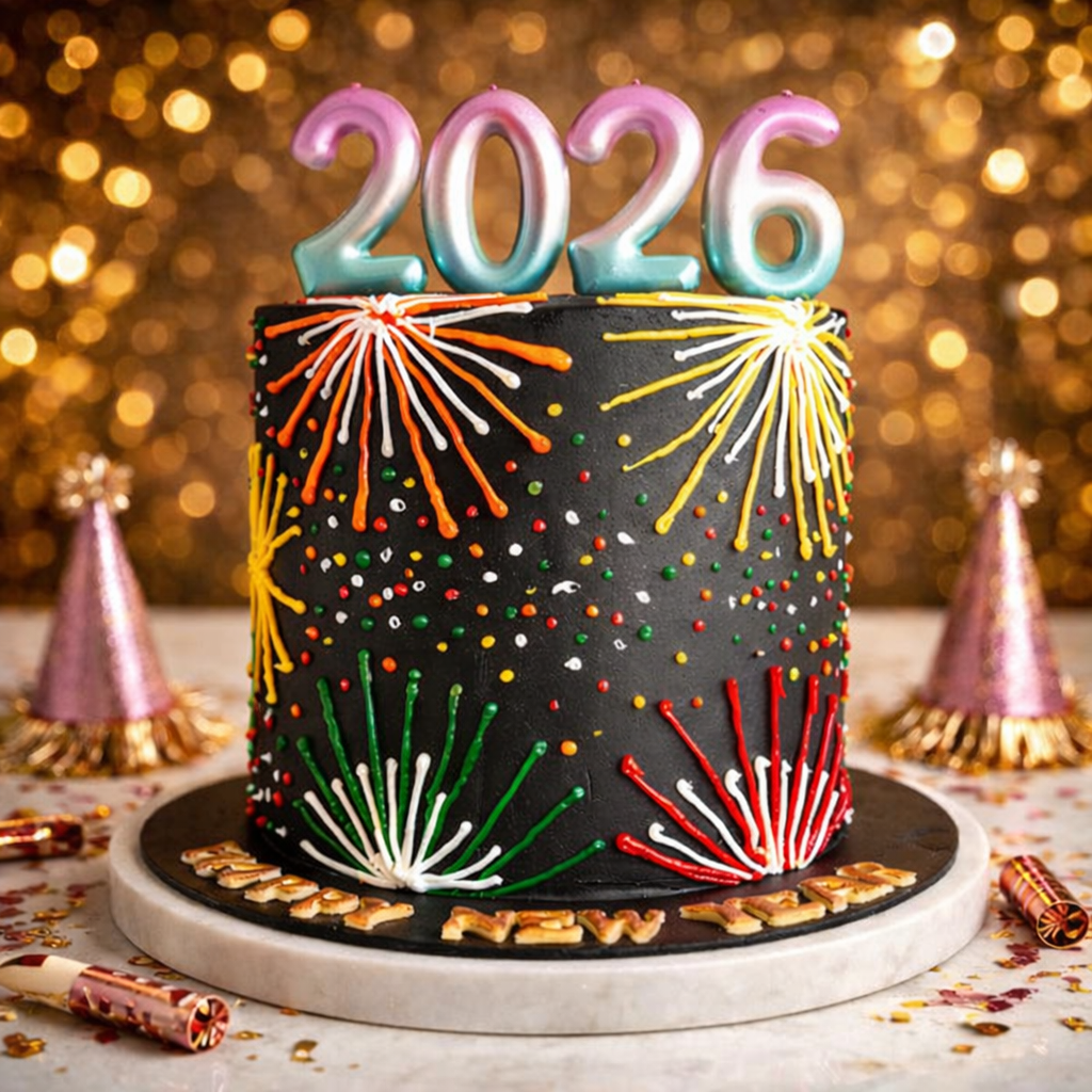 2026 New Year Fireworks Celebration Cake