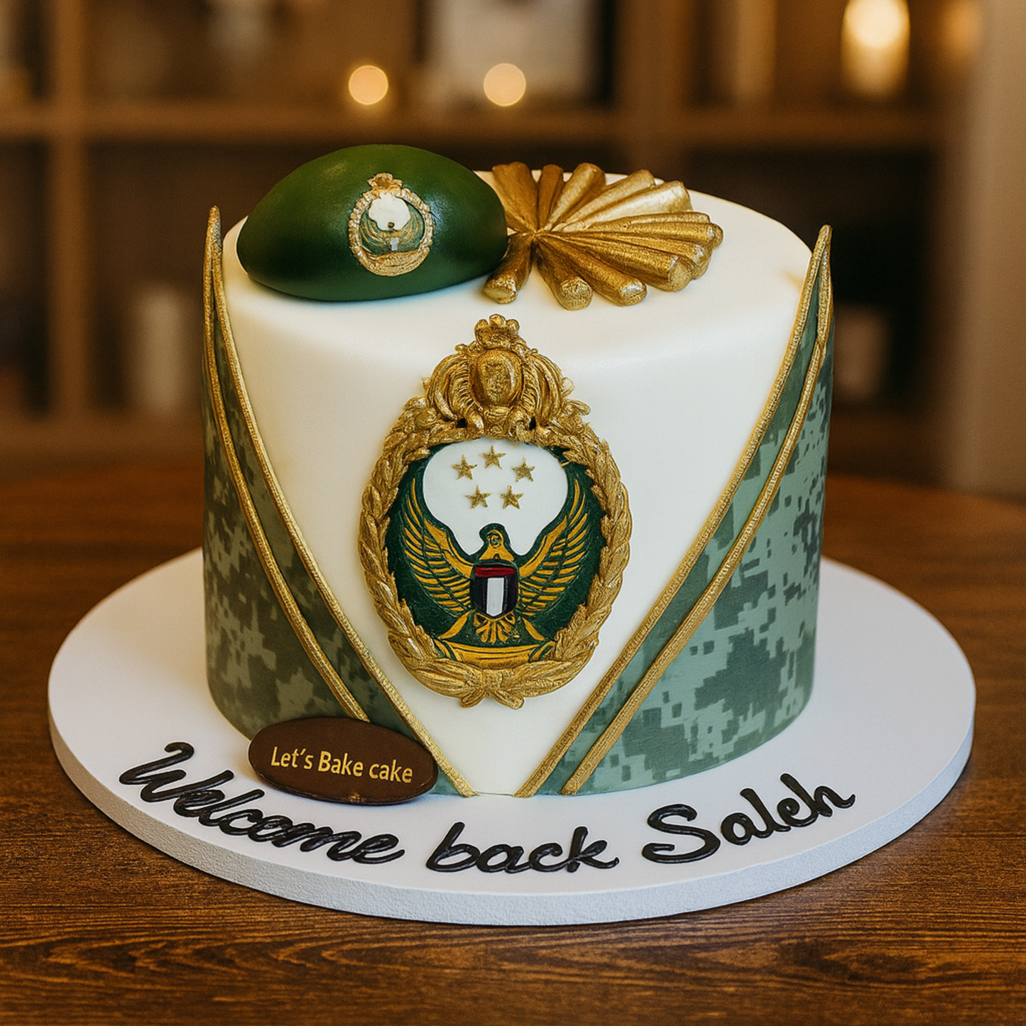 Custom Military-Themed Welcome Cake