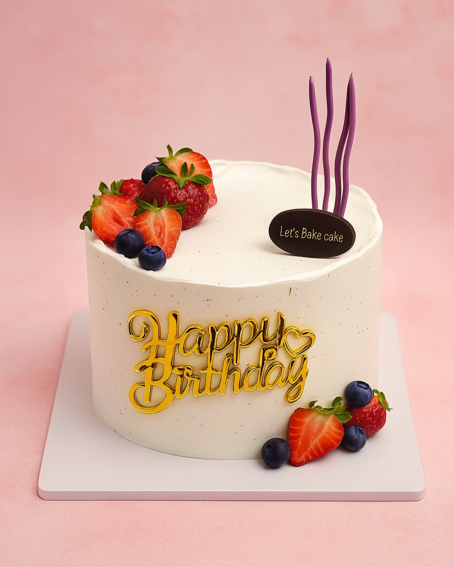 Elegant White Cream Birthday Cake