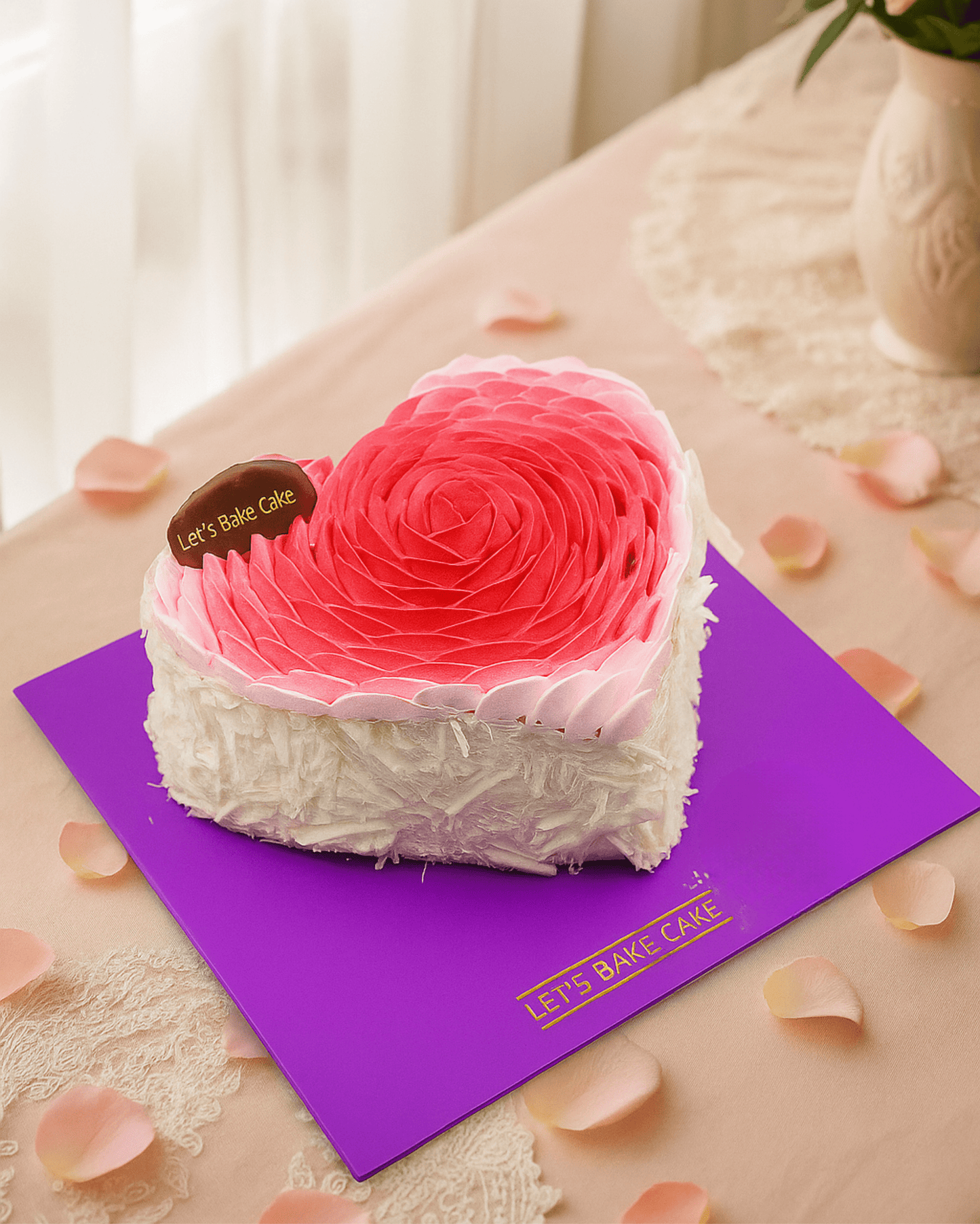 Rosy Heart Cake