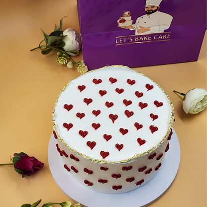Red Heart Cream cake