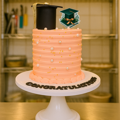 Peach Pearl Graduation Cake