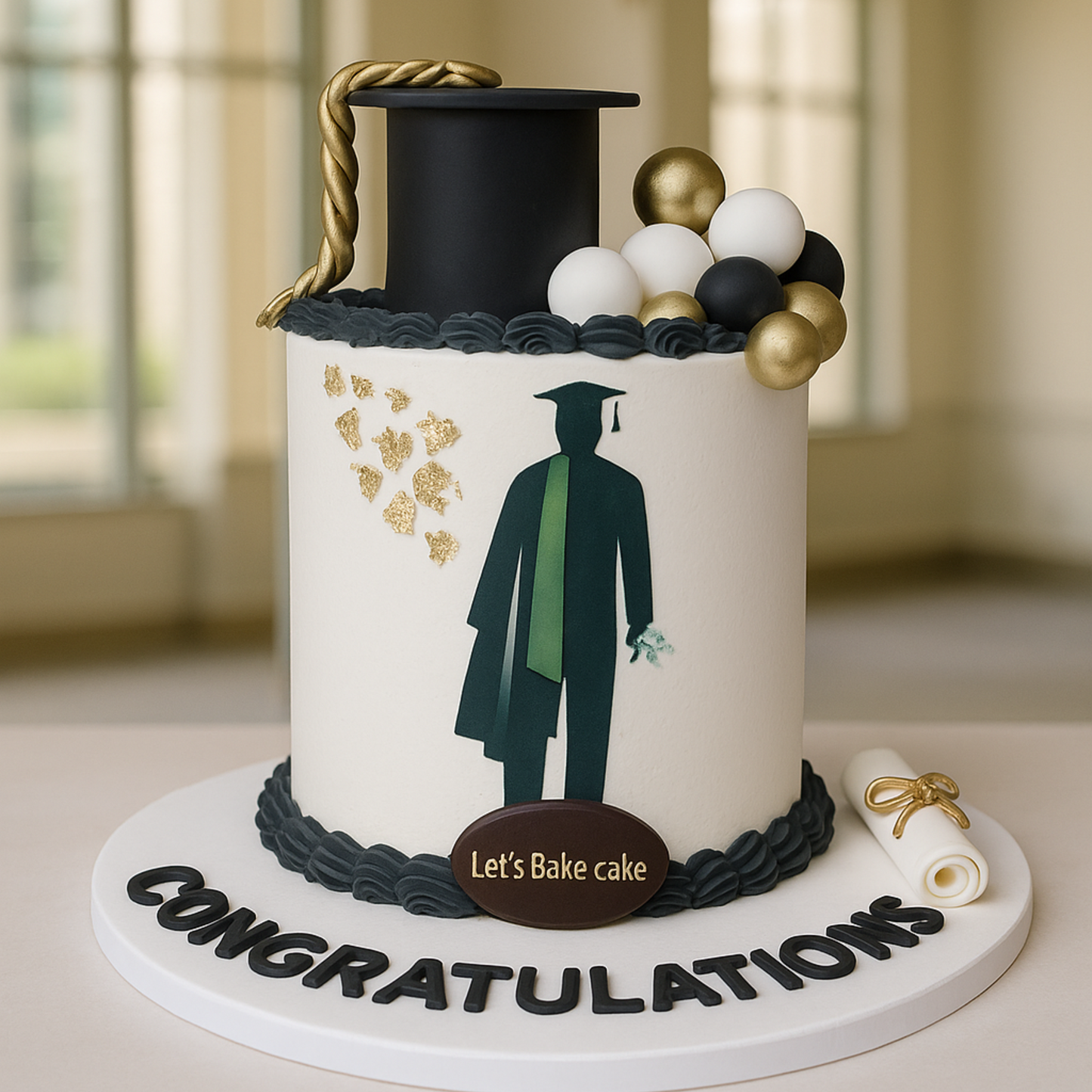 Elegant Graduate Silhouette Cake