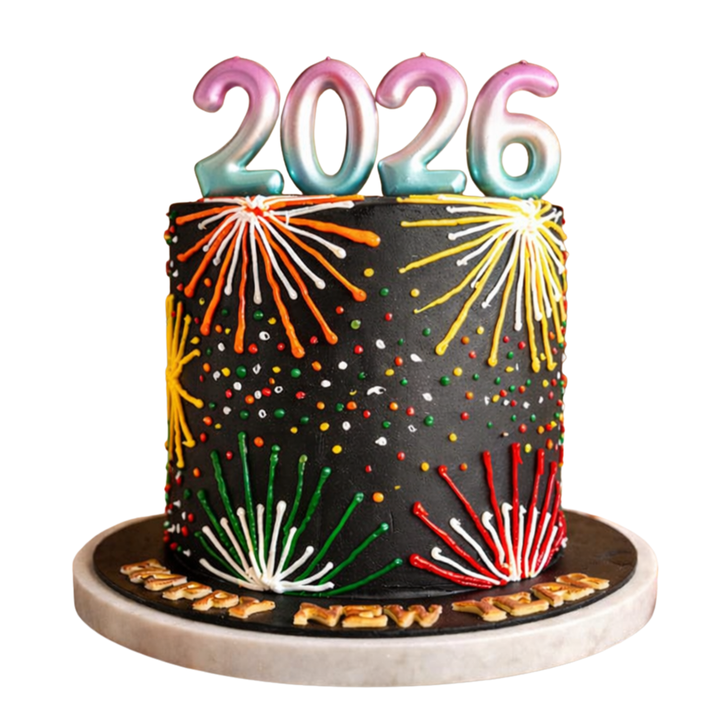 2026 New Year Fireworks Celebration Cake