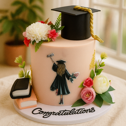 Floral Graduate Celebration Cake