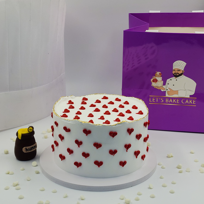 Red Heart Cream cake