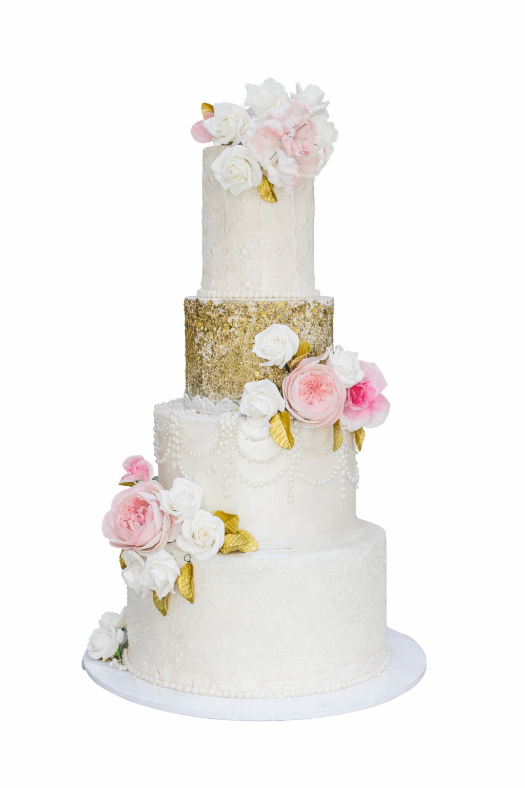 Blush Gold Pearl Wedding Cake