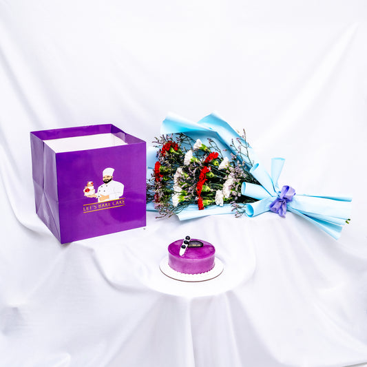 Blueberry Cake With Carnation Flowers