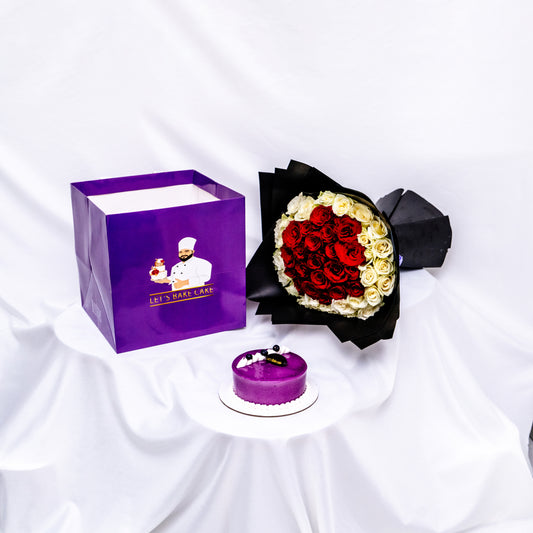 Blueberry Cake With Big Bouquet