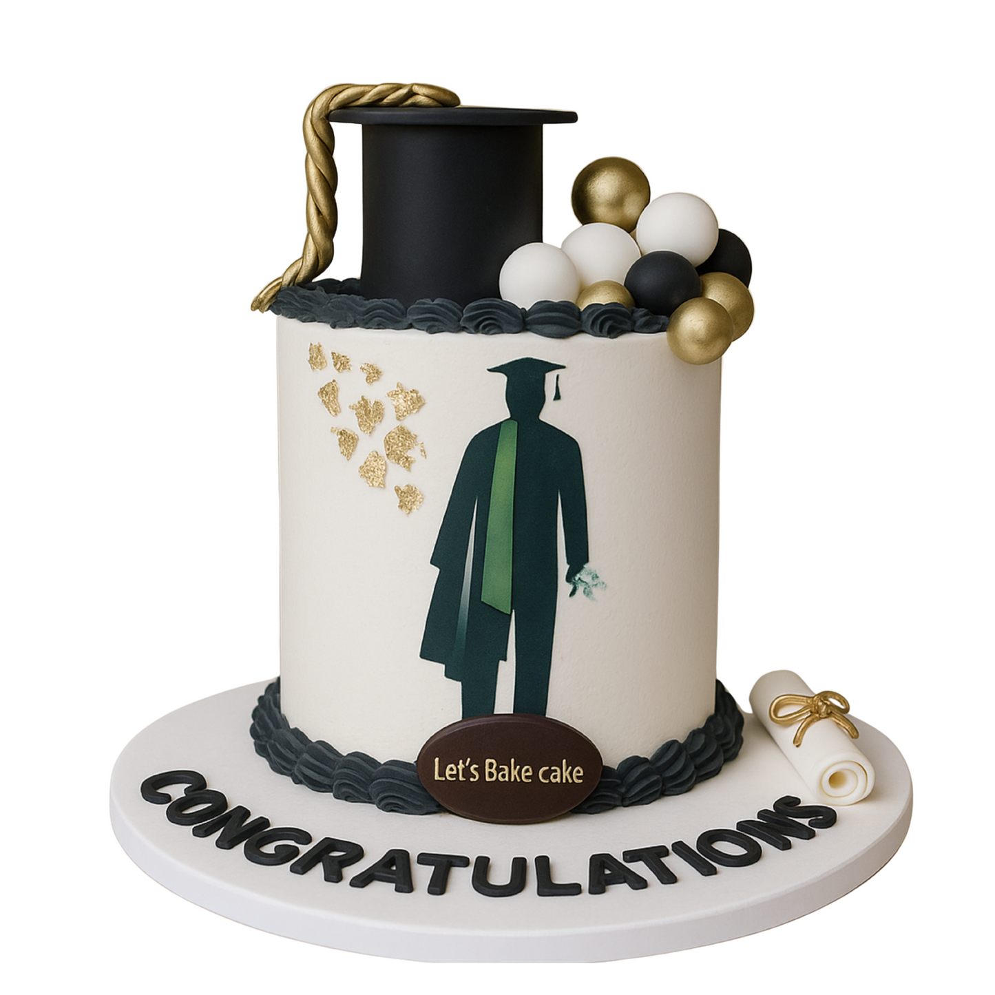 Elegant Graduate Silhouette Cake