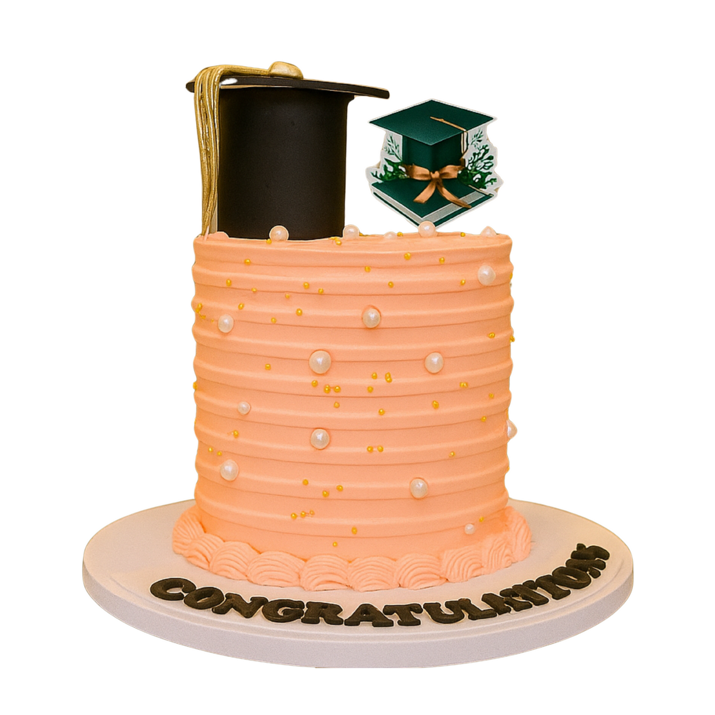 Peach Pearl Graduation Cake