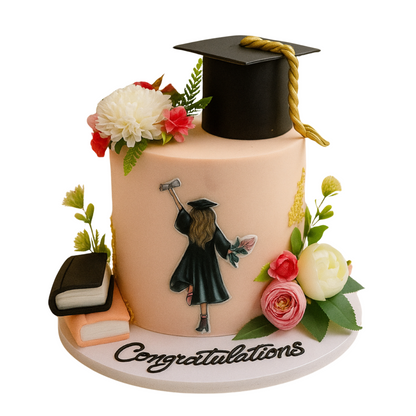 Floral Graduate Celebration Cake