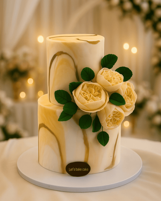 Golden Bloom Marble Cake