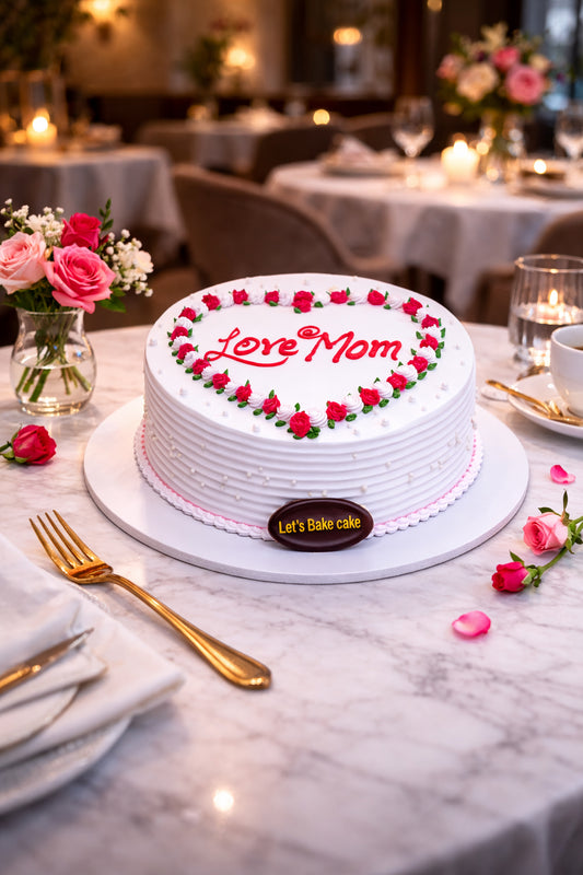 Love Mom Heart Cake