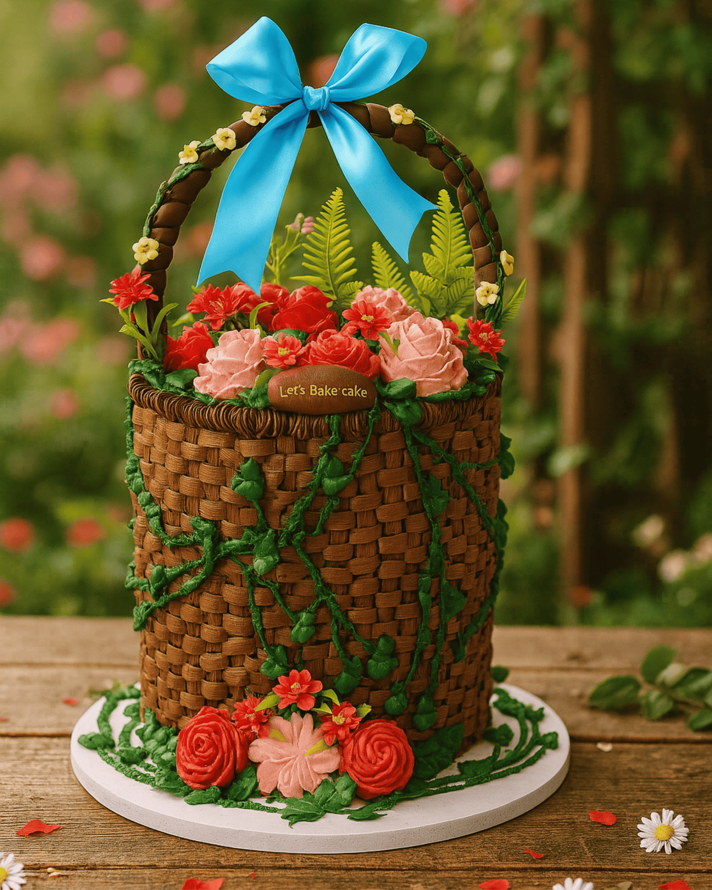 Basket-Themed Floral Cake