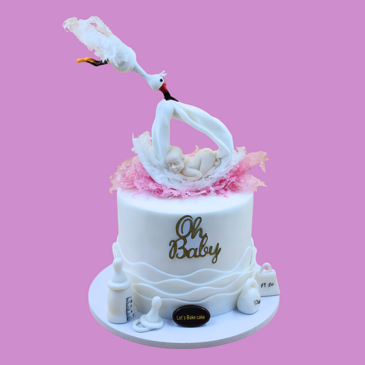 Oh Baby themed baby shower cake