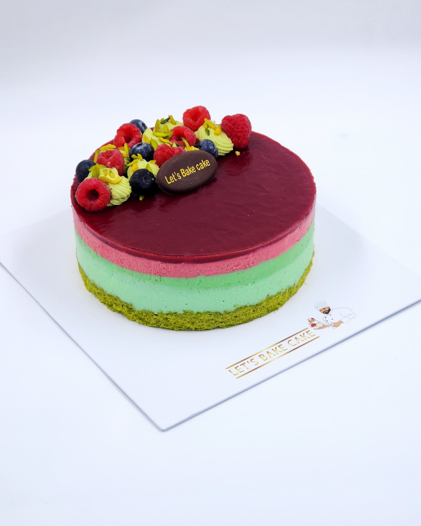 Pistachio Berry Mousse Cake