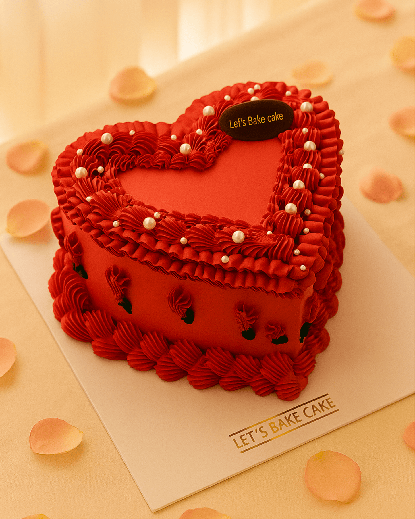 Scarlet Heart Cream Cake