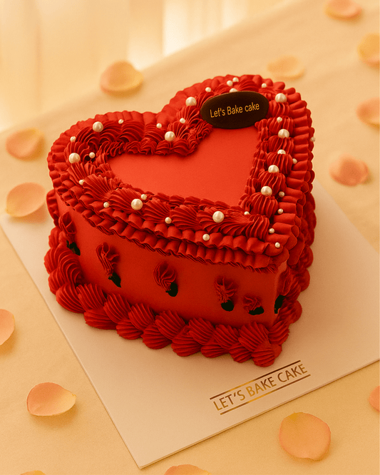 Scarlet Heart Cream Cake