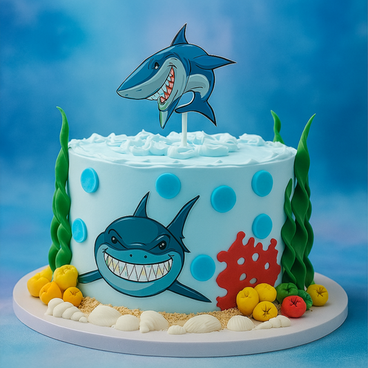 Shark-Themed Birthday Cake