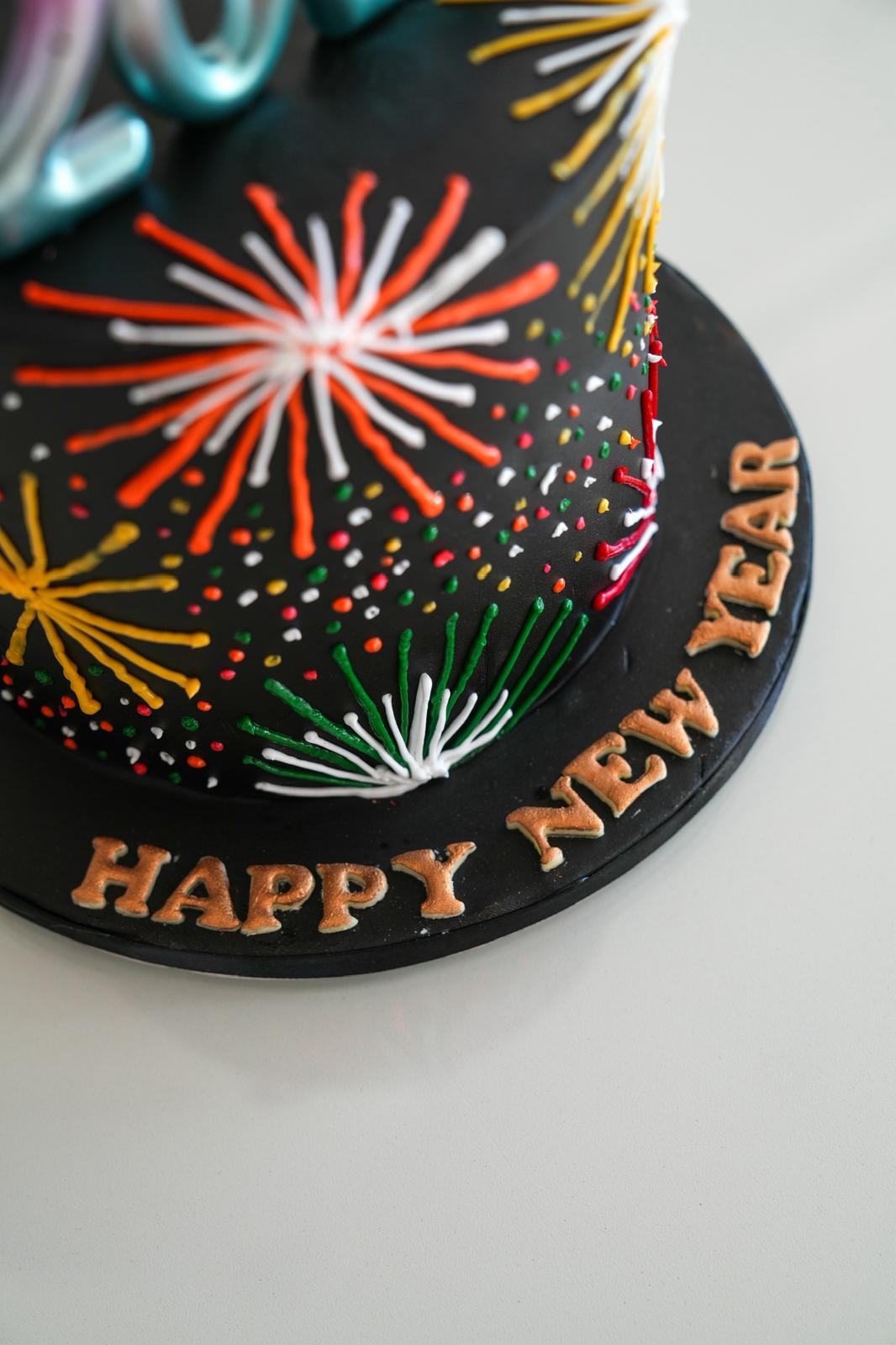2026 New Year Fireworks Celebration Cake