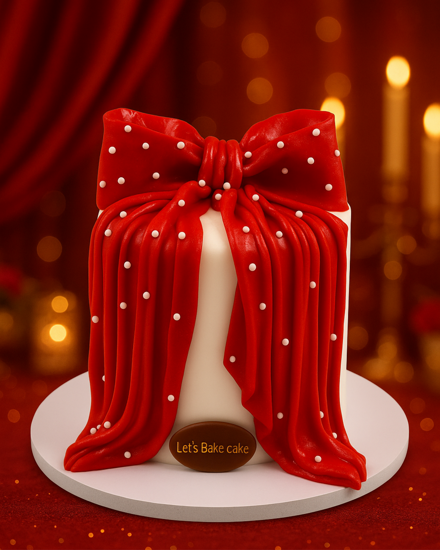 Elegant Red Bow Cake