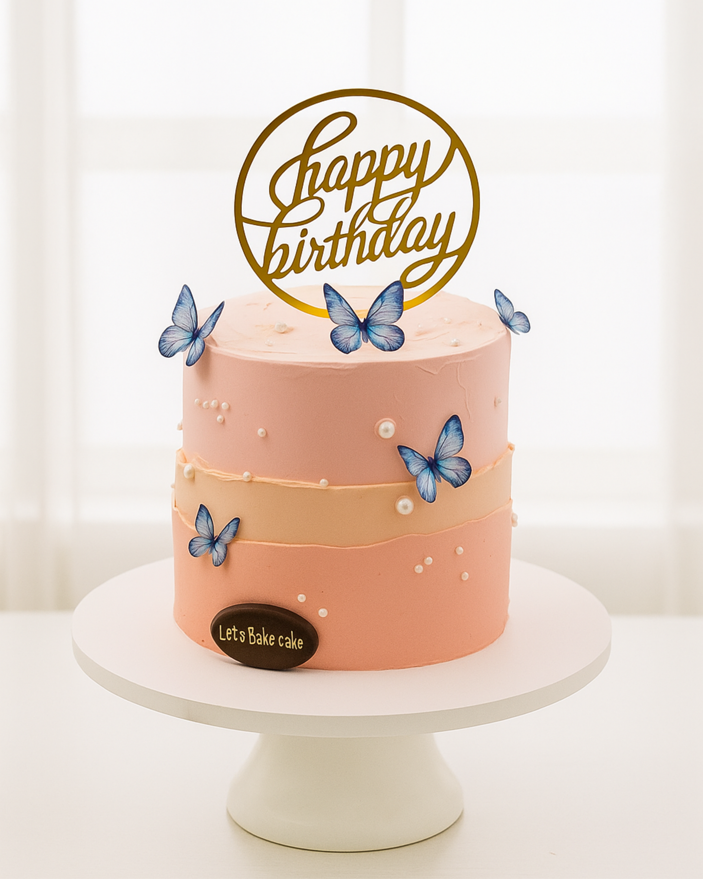 Blush &amp; Butterfly Birthday Cake