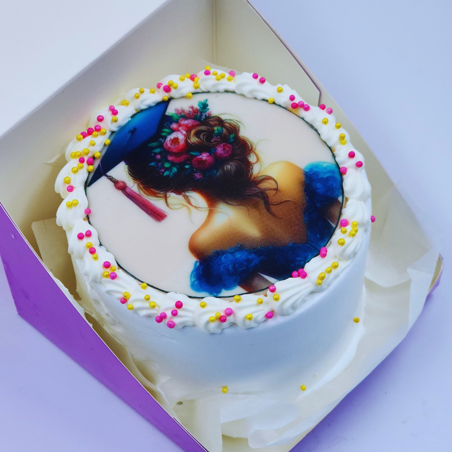 Elegant Graduate Silhouette Lunch Box Cake