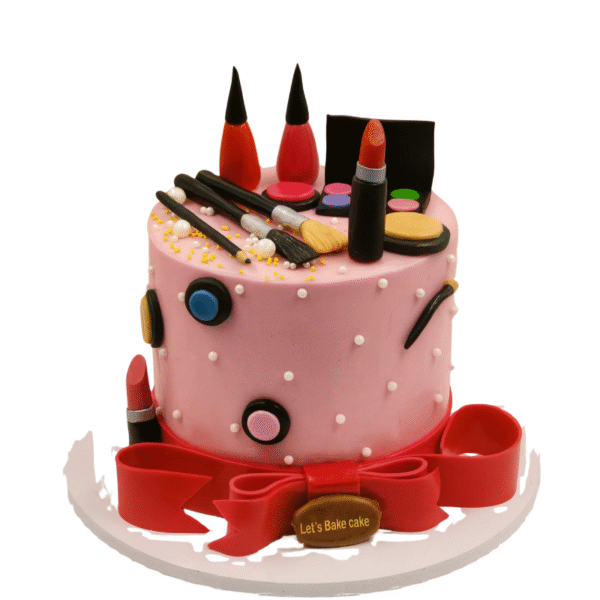 Makeup-Themed Custom Cake