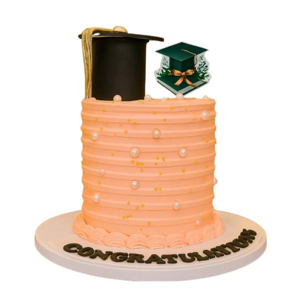 Peach Pearl Graduation Cake