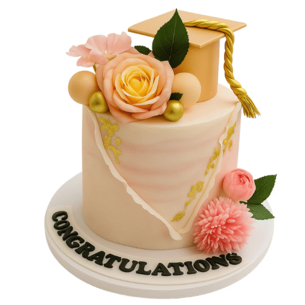 Blush Bloom Graduation Cake