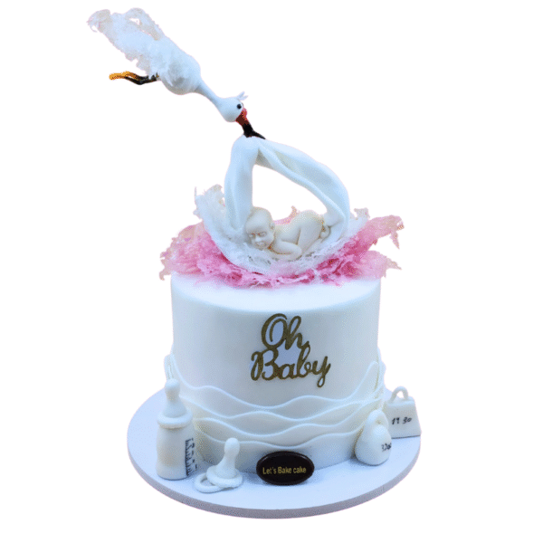 Oh Baby themed baby shower cake