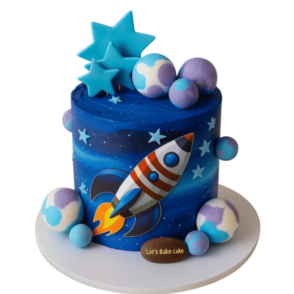 Blue Theme Rocket Cake