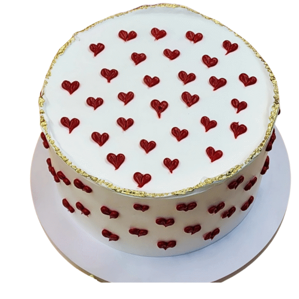 Red Heart Cream cake