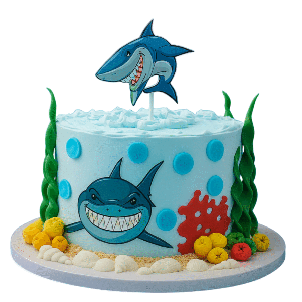 Shark-Themed Birthday Cake