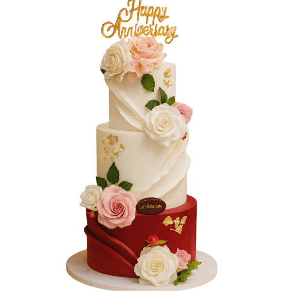 Elegant Rose Gold Anniversary Cake