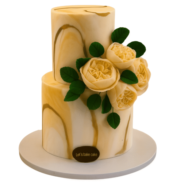Golden Bloom Marble Cake